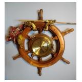 nautical wall clock with decor fishing pole