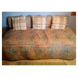 twin day bed, 3 pillows, mattress, box spring and
