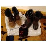 2 Sorel boots, size 9 and ski mask