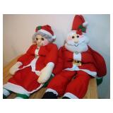 5 foot Santa and Mrs. Claus dolls, tableclothes