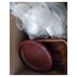 teak wood bowl and utensils, pie server, marble