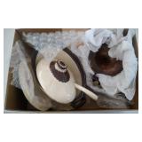 handmade Soup Tureen, ladel and 2 lids