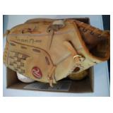 softball glove, softballs and hackisack