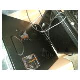 computer tower, monitor, keyboard and mouse