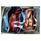 wash basket of Ladies sandals, appear to be size 8