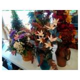 7 floral arrangements, some vases - tallest 36 in