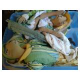 tall rabbits, Easter decor, tins, decorated eggs,