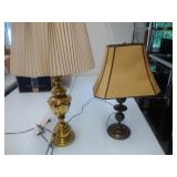 2 lamps - Stiffel brass base heavy lamp, stands 33