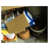 right closet floor - terra cotta pots, hanging