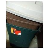 3 Rubbermaid 30 gallon garbage cans with lids