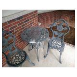 outside parlor table and 2 chairs (front porch)