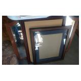 4 large frames & beveled wood frame mirror