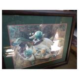 large Duck Decoy picture with leather like frame