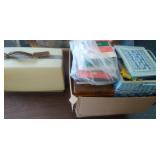 Singer Sewing Machine, attachments, sewing baskets