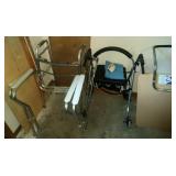 2 walkers, cane, Freedom Grip bed assistant,