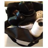 6 pairs of shoes, slippers and duffle bag