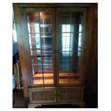 Oak Lighted Curio Cabinet - 6 glass shevles, 3