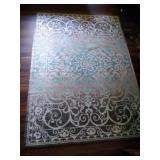 Aqua and Gray area rug - 5 ft by 7 ft