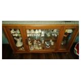 oak window height curio cabinet with 3 glass