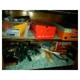 2 shelves of office supplies, tack paper, Dymo 2 shelves of office supplies, tack paper, Dymo
