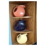 4 Fiesta Ware pieces - red, plum and yellow milk 4 Fiesta Ware pieces - red, plum and yellow milk