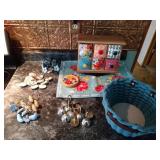 6 drawer stoarge box, blue trivet, 2 coasters, 6 drawer stoarge box, blue trivet, 2 coasters,