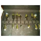 Oneida Craft flatware in wood storage box Oneida Craft flatware in wood storage box