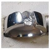 Sterling Silver Ring with clear stone, 6.7 grams Sterling Silver Ring with clear stone, 6.7 grams