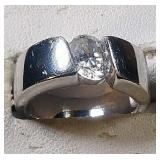 Sterling Silver Ring with clear stone, 6.7 grams