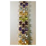 Gold over Sterling Silver colored stone bracelet, Gold over Sterling Silver colored stone bracelet,