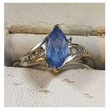 10k wg Ring with marquise cut Tanzinite (?), 2.4 10k wg Ring with marquise cut Tanzinite (?), 2.4