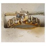 14k yg 7 mm round CZ ring with 12 accent CZ, 4.4 14k yg 7 mm round CZ ring with 12 accent CZ, 4.4