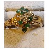 14k yg Emerald and Diamond ring, 3.4 grams 14k yg Emerald and Diamond ring, 3.4 grams