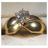 14k yg 1 ct Diamond ring, 3.9 grams, size 6.5 14k yg 1 ct Diamond ring, 3.9 grams, size 6.5