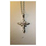 14k wg twisted rope chain and diamond cross