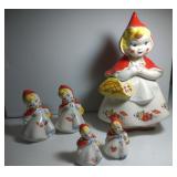 Little Red Riding Hood cookie jar and 2 sizes of Little Red Riding Hood cookie jar and 2 sizes of