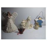 Lenox Angel candle holder, dog and 3 other Angels