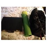 misc lot - digital antenna, briefcase, yoga mat,