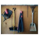 NW corner of garage - shovels, rake, hunting seat, NW corner of garage - shovels, rake, hunting seat,