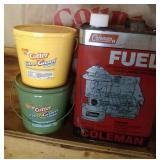 Coleman fuel (1/3 full), Cirto candles, and Tiki Coleman fuel (1/3 full), Cirto candles, and Tiki