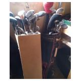 Wilson golf bag and large lot of clubs