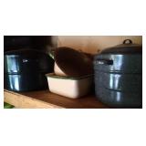 2 canners and 2 enamelware pans