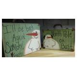 2 decoratie Snowmen suitcases