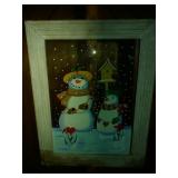 2 painted winter window panes - Snowman is