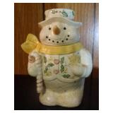 Snowman (yellow scarf) Cookie Jar  - 10 inches