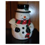 Snowman (red/green scarf) Cookie Jar by OGGI -