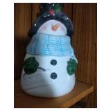 Snowman (light blue scarf) Cookie Jar - 11 inches