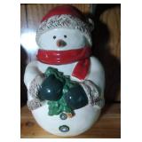 Snowman (red hat and cape) Cookie Jar - 11 inches