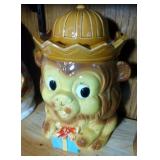 Lion with Gift Cookie Jar, marked Japan - 11 inch