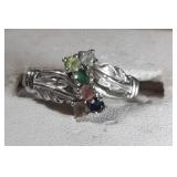 10k wg 5 colored stone ring, 2.6 grams, size 8